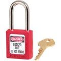 Padlock, Red, Keyed Different, 3 Inch Shackle - Latex, Supported